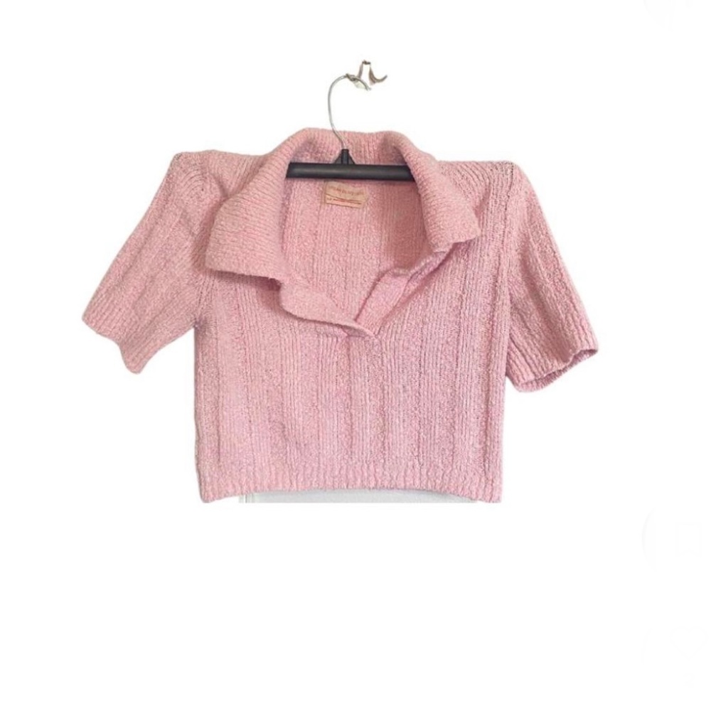 Urban outfitters knitted crop top polo shirt
